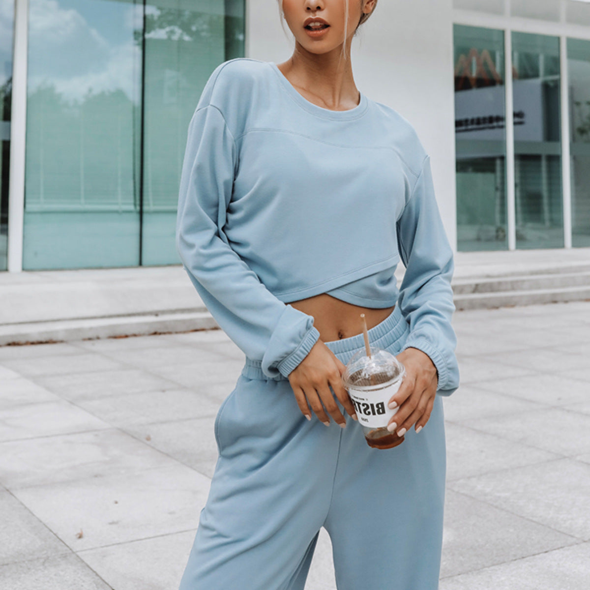 Lounge Set with Cropped Top and Wide-Leg Pants