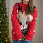 Women's Festive Reindeer Print Sweater