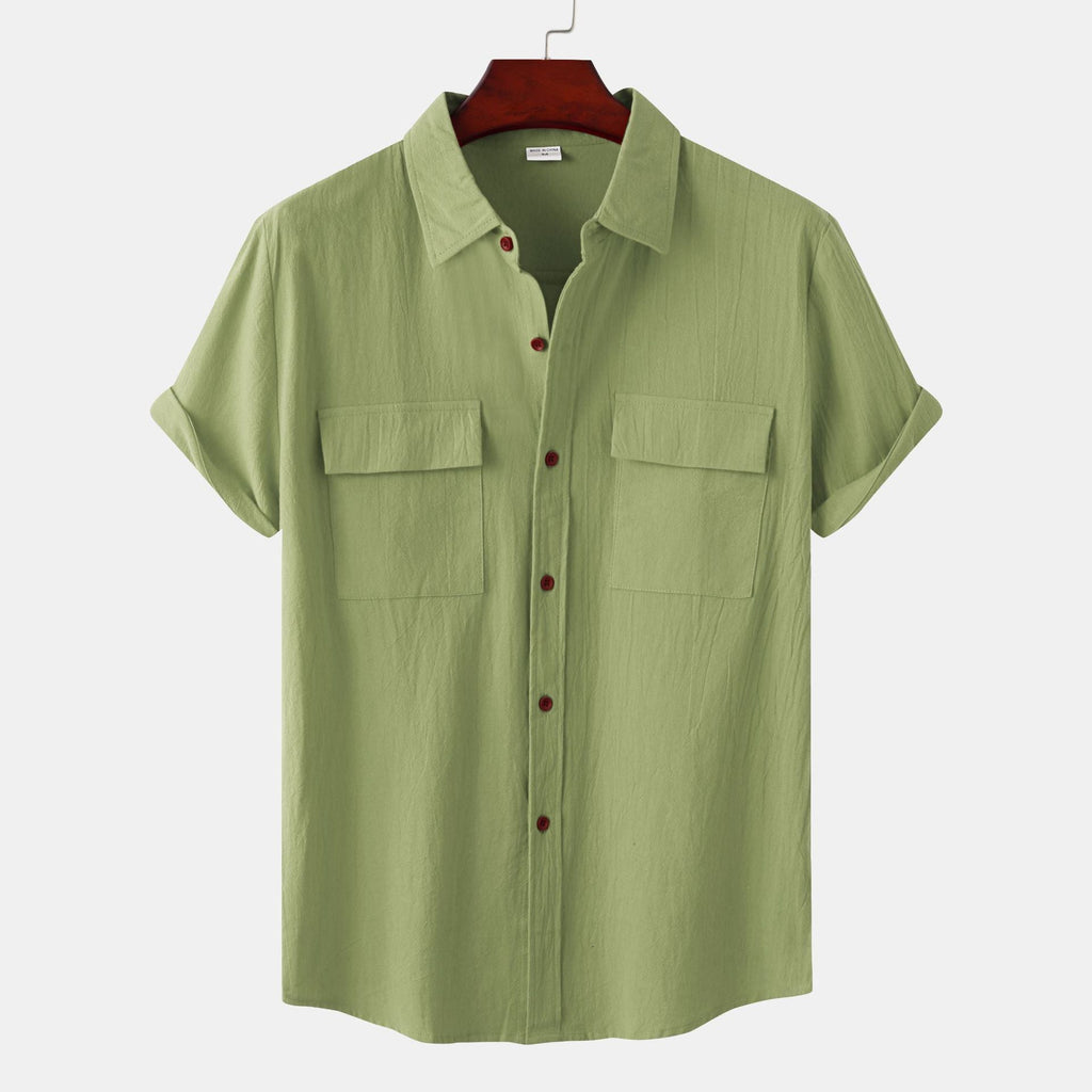Women's Short-Sleeve Shirt with Practical Chest Pockets and Casual Structure