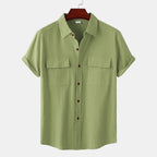 Women's Short-Sleeve Shirt with Practical Chest Pockets and Casual Structure