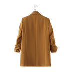 Elegant Women's Blazer with Rolled Sleeves and Pockets