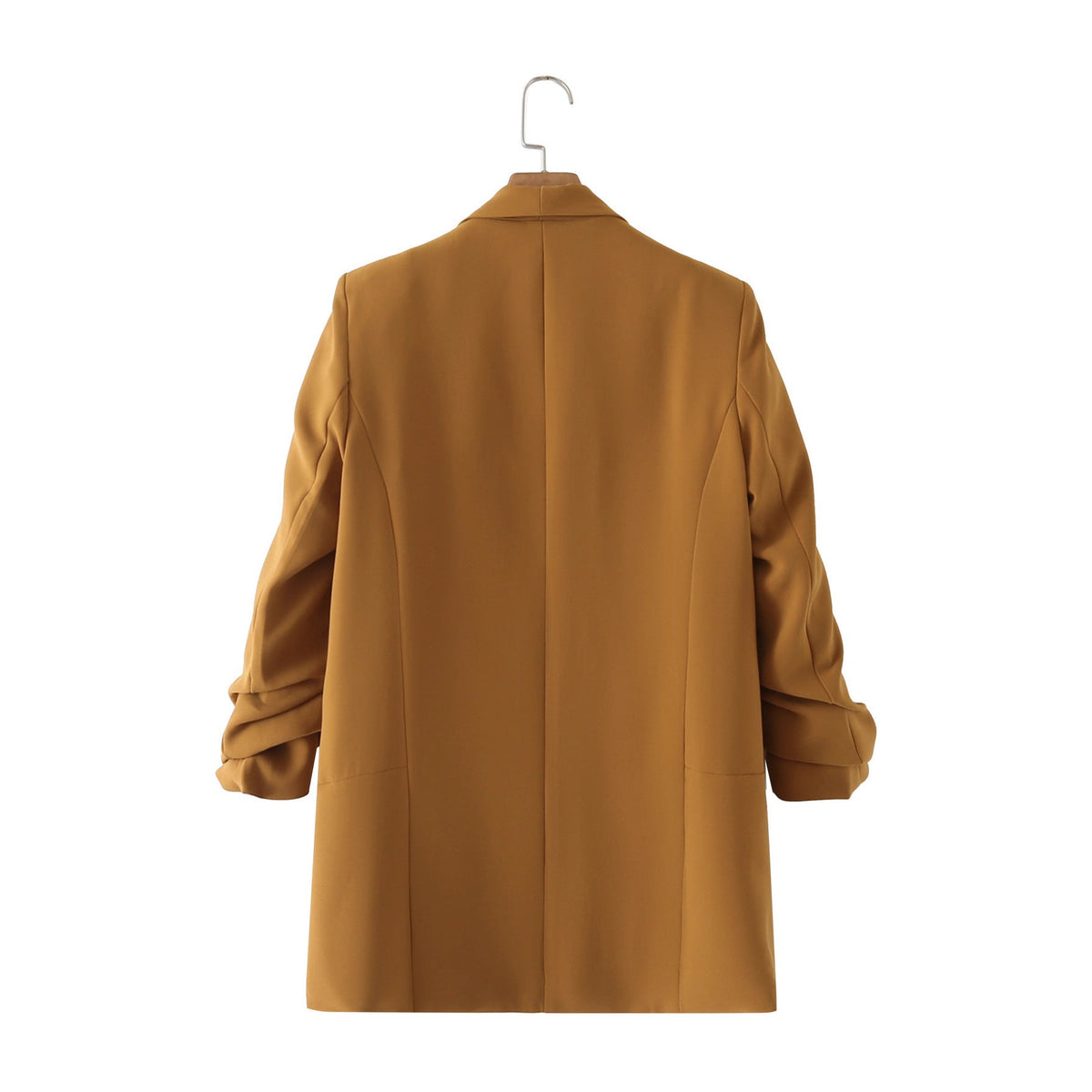 Elegant Women's Blazer with Rolled Sleeves and Pockets