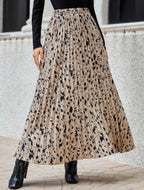 Women's Pleated Maxi Skirt with Fashionable Pattern