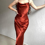 Women's Elegant Evening Gown with Draping and Side Slit