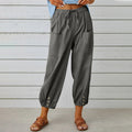 Women's Comfortable Casual Pants with Side Pockets and Cuffs