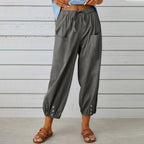 Women's Comfortable Casual Pants with Side Pockets and Cuffs