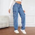 Women's High-Waisted Cargo Jeans with Pockets