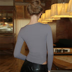 Women's Long-Sleeve Bodysuit with Deep V-Neck