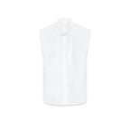 Women's Blouse with Stand-Up Collar and Bow Detail