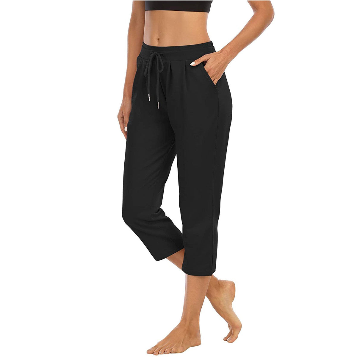 Women's Comfortable Casual Pants with Elastic Waistband and Side Pockets
