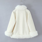 Elegant Faux Fur Jacket with Soft Collar and Modern Details
