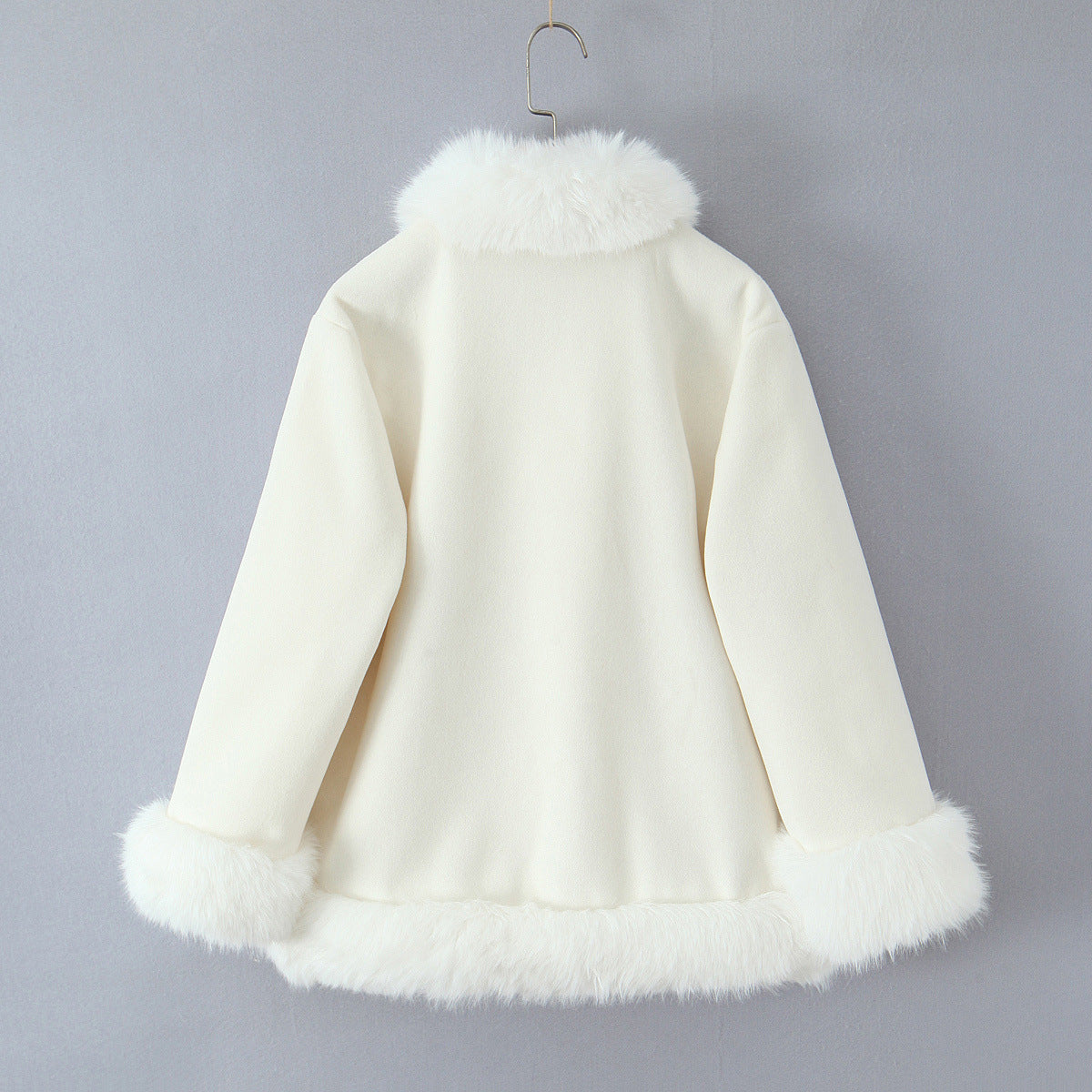 Elegant Faux Fur Jacket with Soft Collar and Modern Details