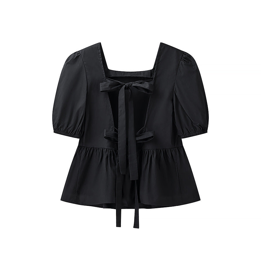 Women's Knot-Detail Puff Sleeve Blouse