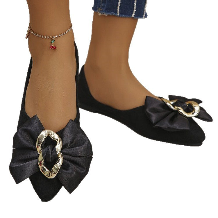 Women's Ballet Flats with Bow and Jewel Details
