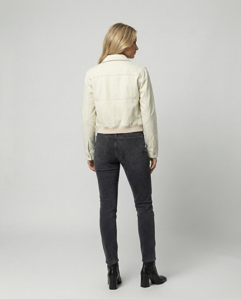 American Retro Cropped Jacket with Zipper and Lapel Collar
