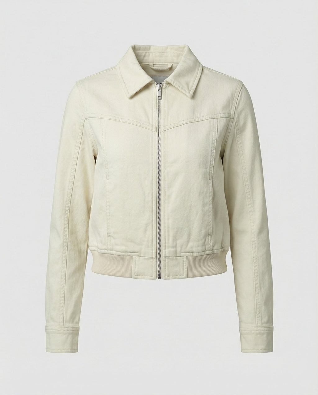 American Retro Cropped Jacket with Zipper and Lapel Collar