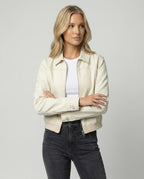 American Retro Cropped Jacket with Zipper and Lapel Collar