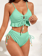 Women's Swimsuit with Ruffle Details and Adjustable Straps