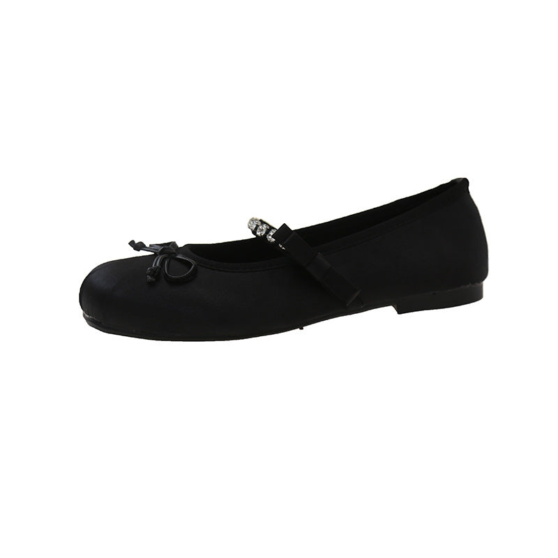 Women's Ballet Flats with Decorative Strap and Sparkling Accents