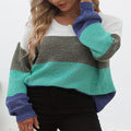 Women's Casual Sweater with Trendy Block Stripe Pattern