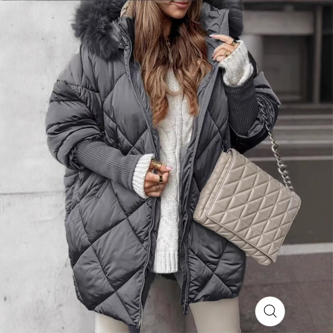 Women's Quilted Winter Parka with Detachable Hood