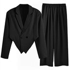 Women's Business Set with Asymmetrical Blazer and Pleated Pants