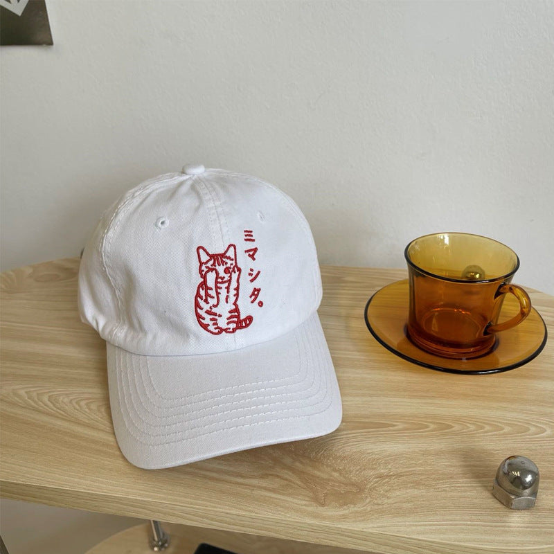 Men's Embroidered Cat Design Baseball Cap