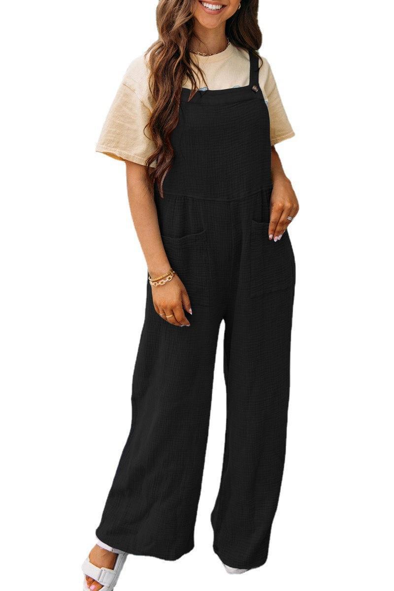 Women's Casual Overall with Pockets and Wide Leg
