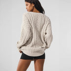 Women's Chunky Knit Sweater with Fashionable Structure Design
