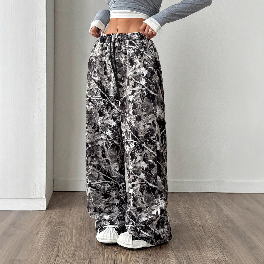 Women's Comfortable Floral Casual Pants with Elastic Waist
