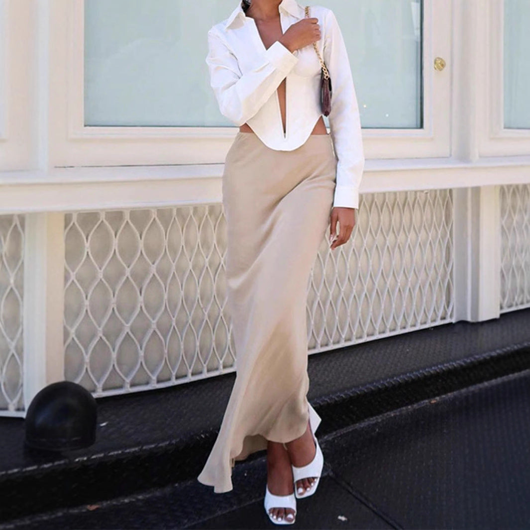Women's Blouse Bodysuit with Deep V-Neck and Tailored Cut