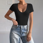 Women's Bodysuit with Deep Neckline and Side Cutouts