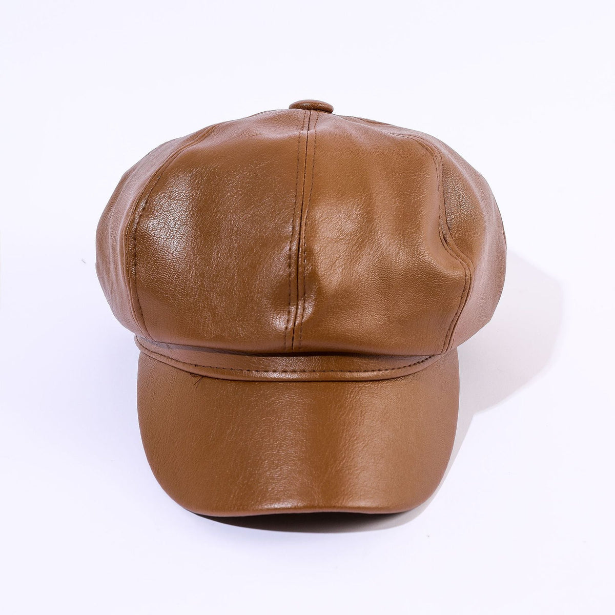 Women's Leather Baker Boy Cap with Classic Design