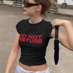 Women's Crop T-Shirt with Graphic Design and Statement Print