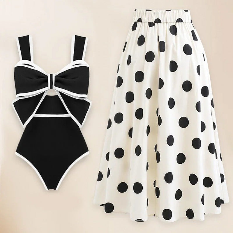 Women's Swimsuit with Fashionable Arch Design and Matching Skirt