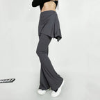 Women's Flared Pants with Asymmetric Overlay