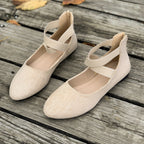 Women's Ballet Flats with Elastic Criss-Cross Straps