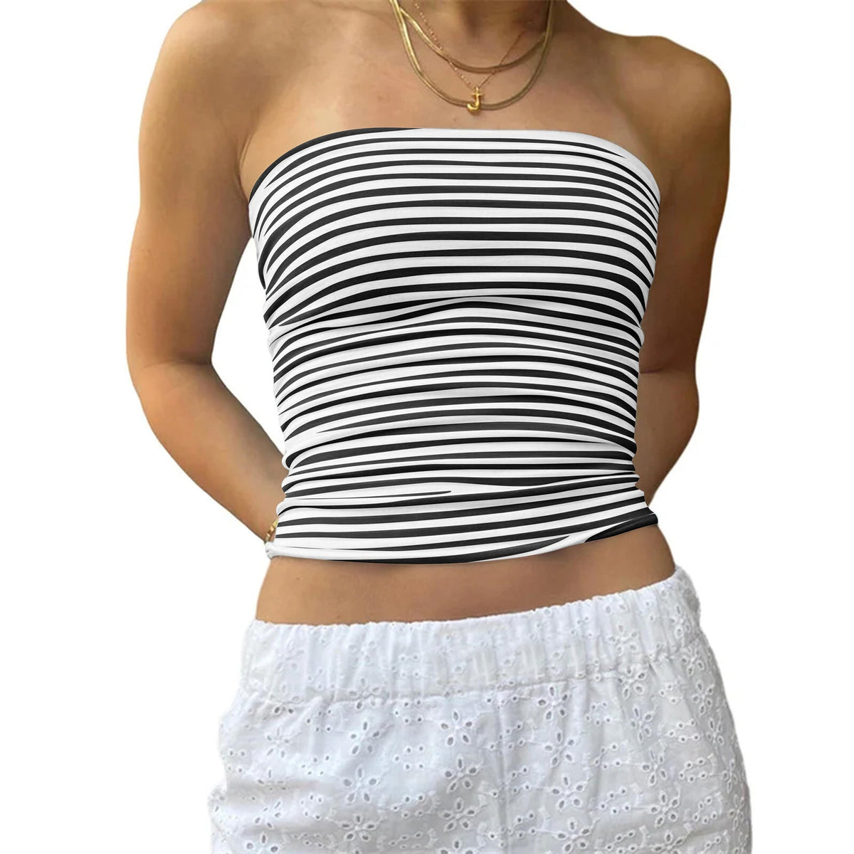 Women's Bustier Top with Fine Stripes