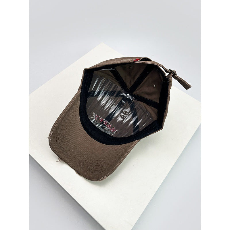 Men's Distressed Embroidered Camping Cap