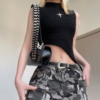 Women's Asymmetrical Crop Top with Decorative Details