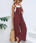 Women's Casual Wide-Leg Jumpsuit with Adjustable Straps