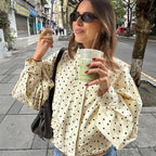 Women's Fitted Blouse with Polka Dot Pattern