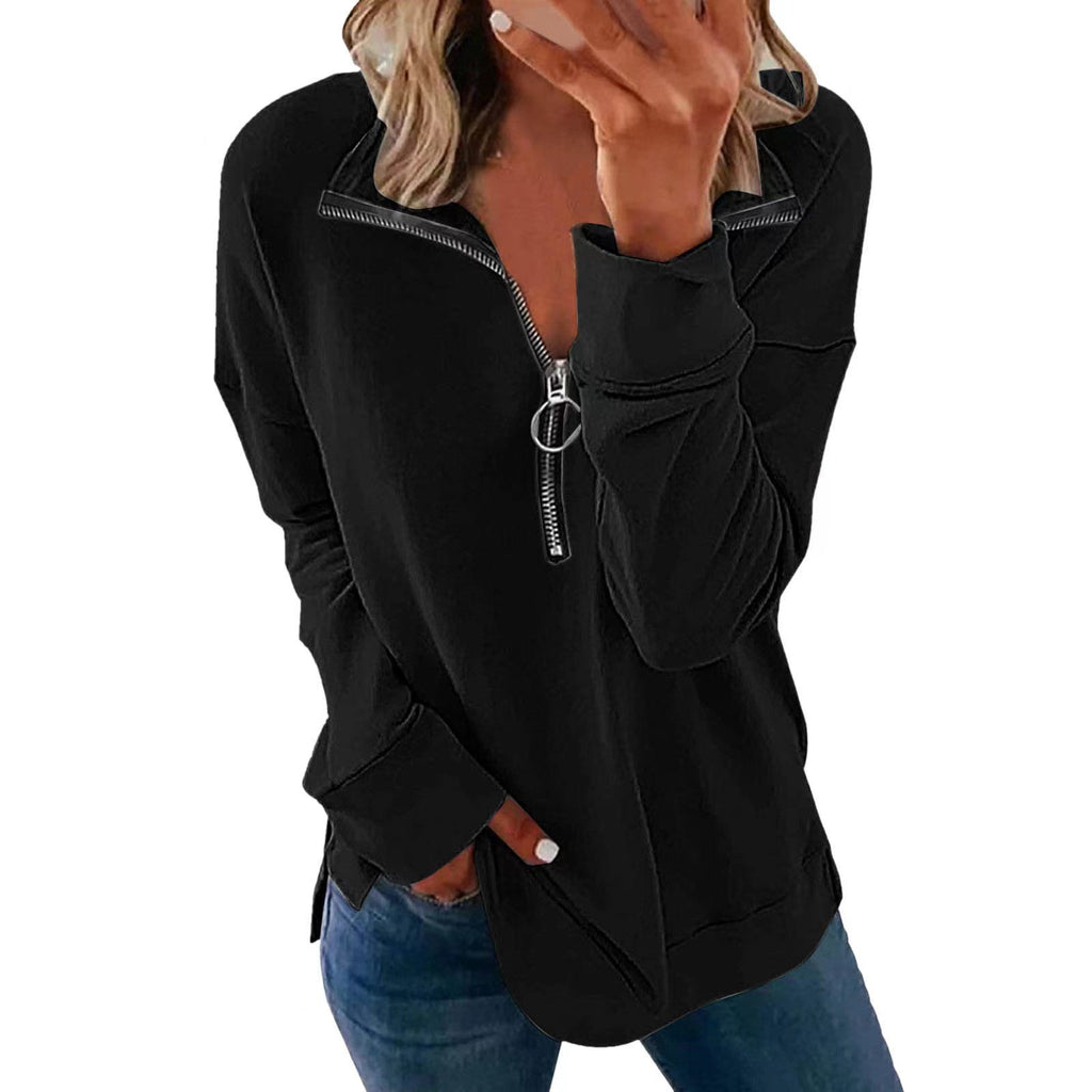 Women's Casual Pullover with Stylish Zipper