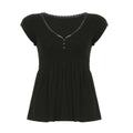 Women's Comfortable Top with V-Neck and Button Details