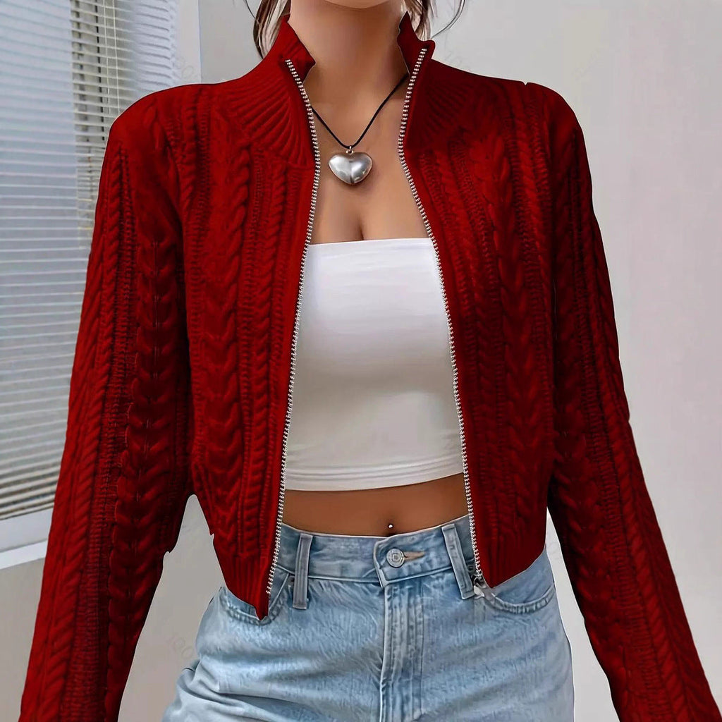 Women's Designer Cardigan with Cable Knit Pattern