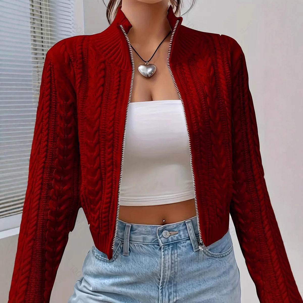 Women's Designer Cardigan with Cable Knit Pattern