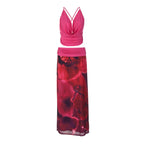 Women's Boho Maxi Dress with Draped Bodice