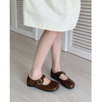 Women's Ballet Flats with Elegant Buckle Closure and Fashionable Shine