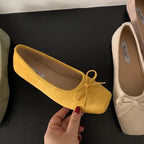 Women's Suede Ballet Flats with Delicate Bow Detail