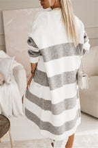 Women's Casual Striped Knit Coat
